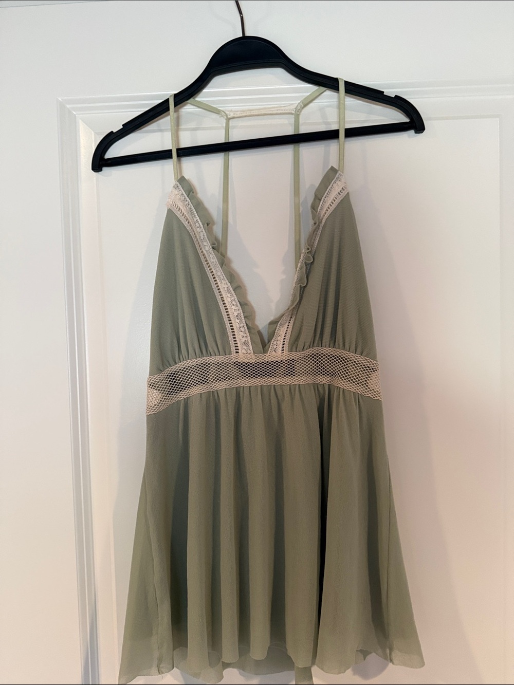 Vintage Weston Wear Y2K Mint Green Mesh Babydoll Tank Top Medium with Flaw